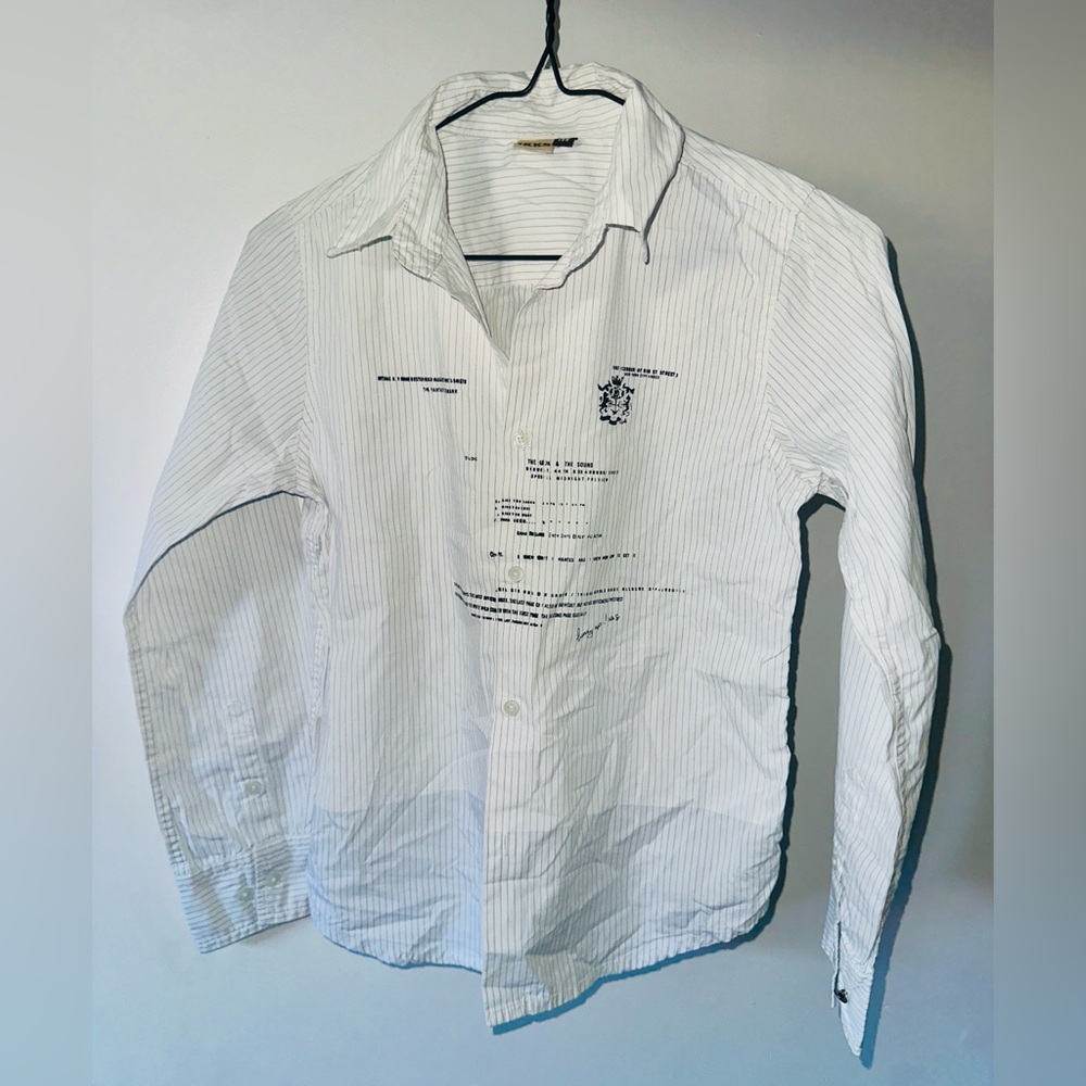 IKKS: White Striped Button-Up Boy Shirt